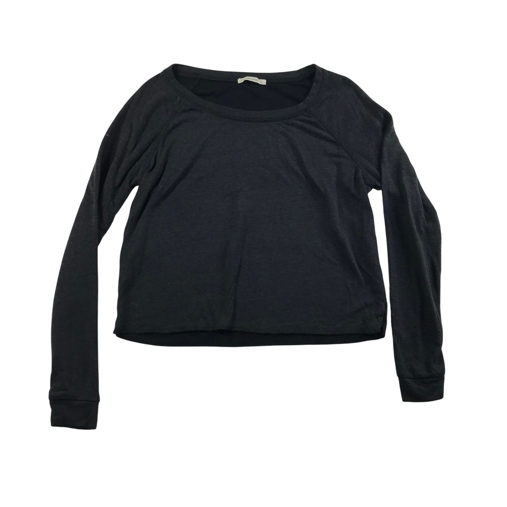 Marine Layer Womens Small Charcoal Gray Cropped Raglan Sweatshirt Pullover Top